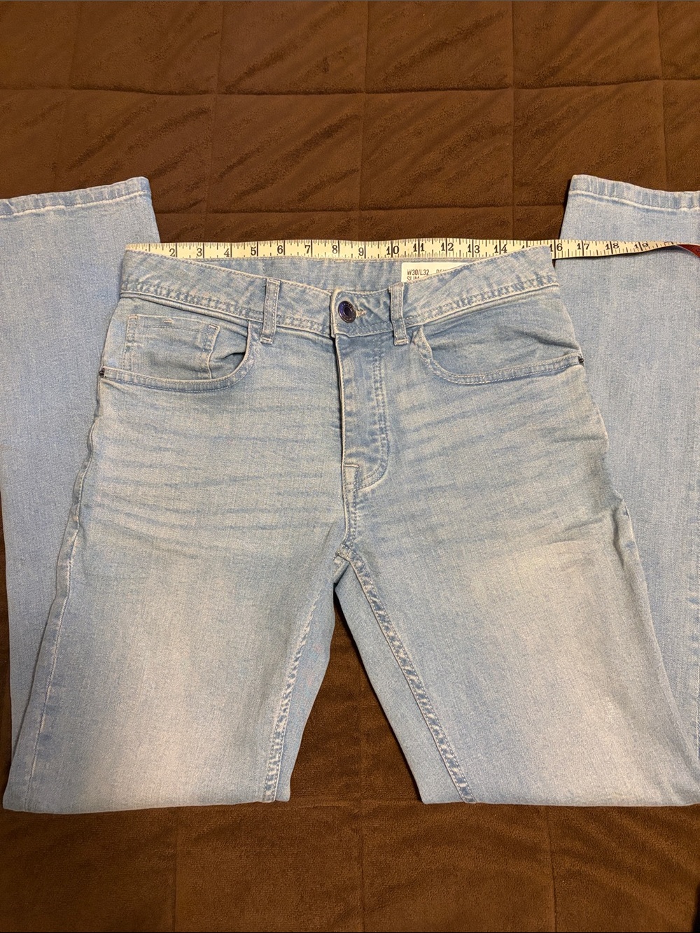 Denim&Co Men's Slim Straight Light Blue Jeans Sz W30 L 32